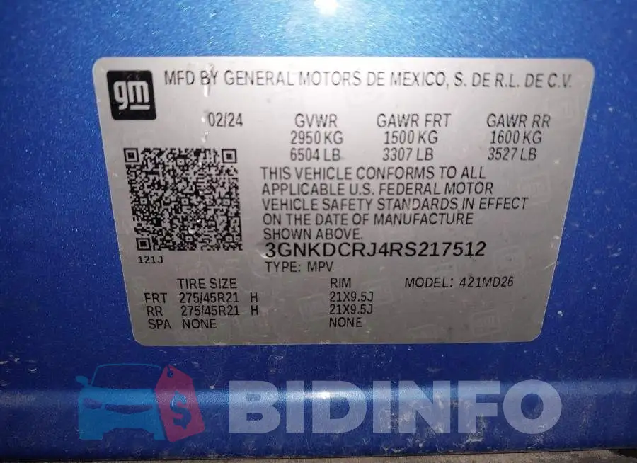 3GNKDCRJ4RS217512 Photo# 9