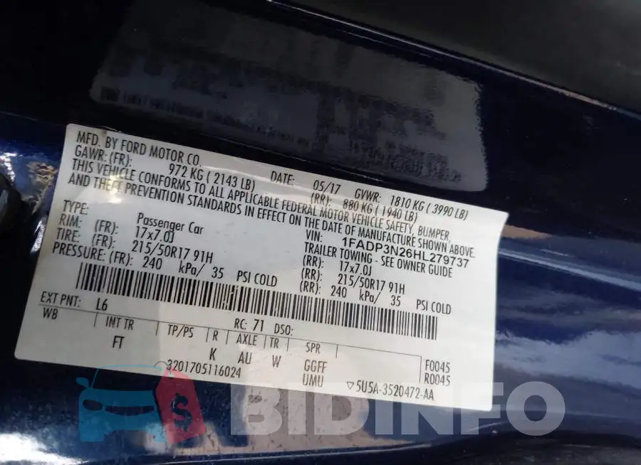 1FADP3N26HL279737 Photo# 9