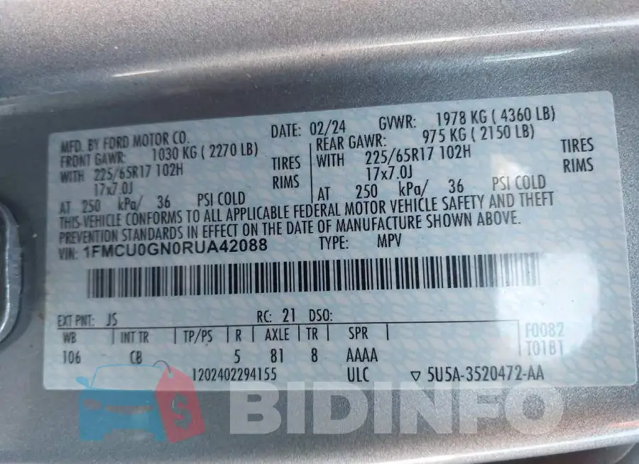 1FMCU0GN0RUA42088 Photo# 9