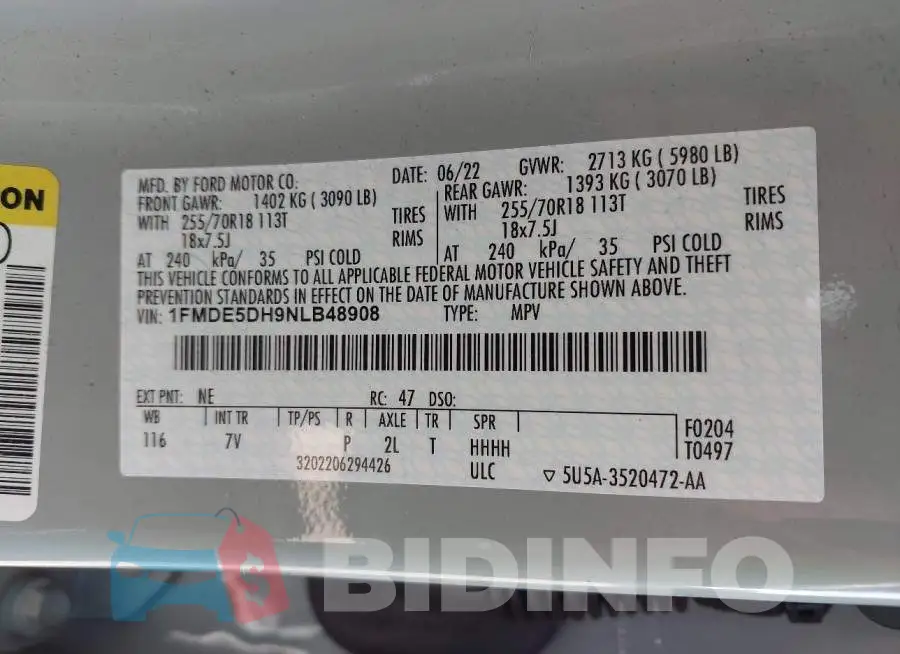 1FMDE5DH9NLB48908 Photo# 9