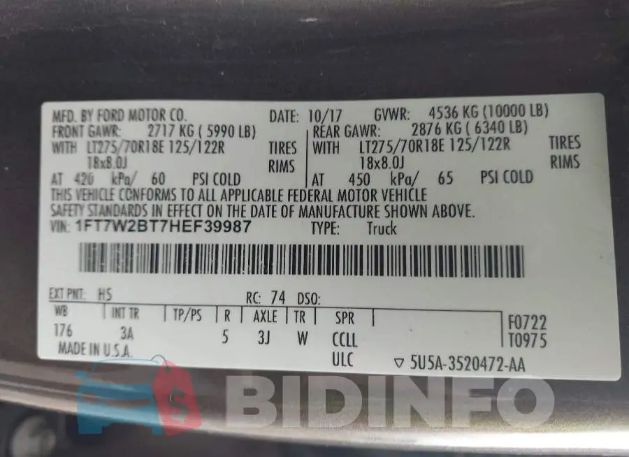 1FT7W2BT7HEF39987 Photo# 9