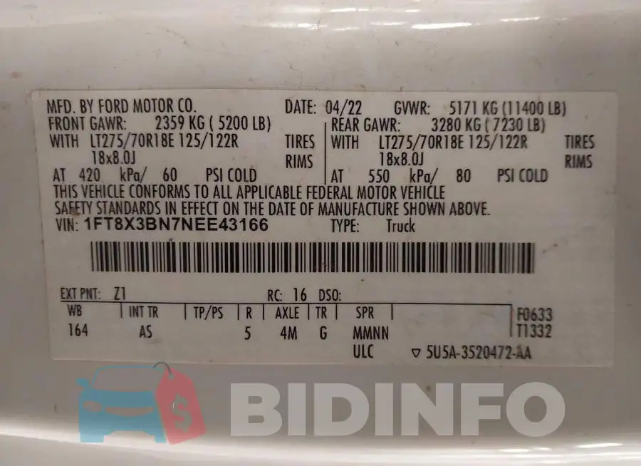 1FT8X3BN7NEE43166 Photo# 8
