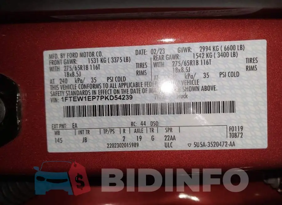 1FTEW1EP7PKD54239 Photo# 9