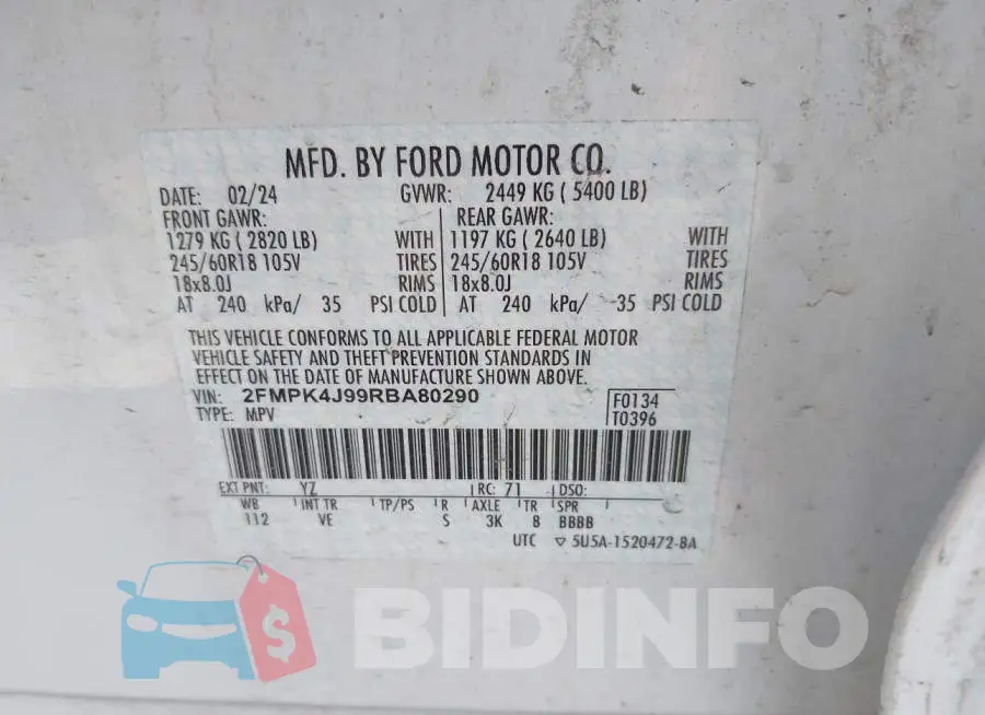 2FMPK4J99RBA80290 Photo# 9