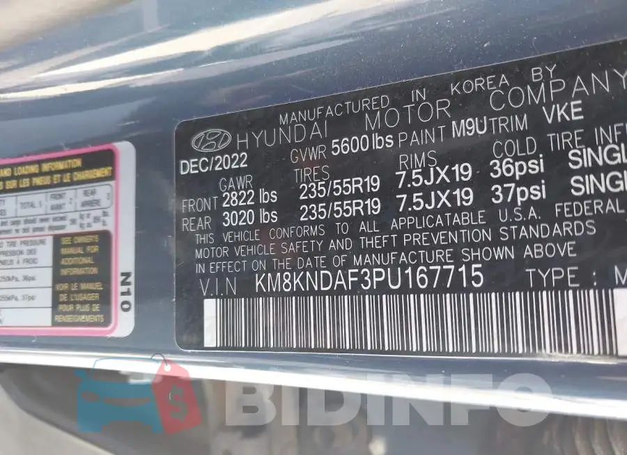 KM8KNDAF3PU167715 Photo# 9