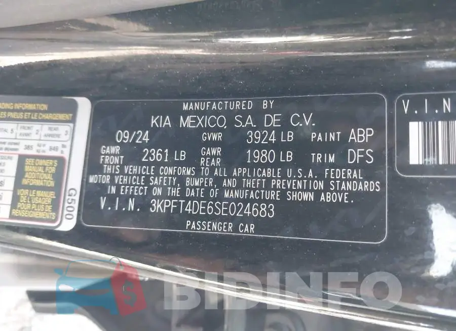 3KPFT4DE6SE024683 Photo# 9