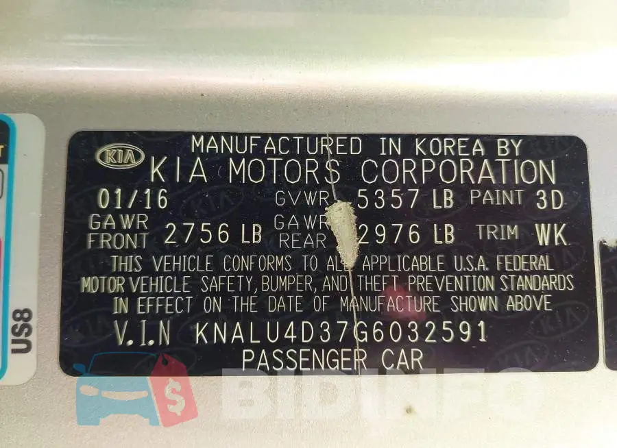 KNALU4D37G6032591 Photo# 9