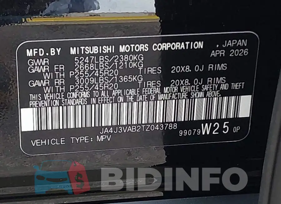 JA4J3VAB2TZ043788 Photo# 9