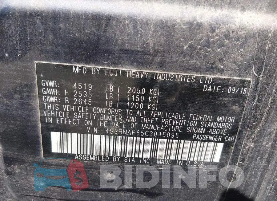 4S3BNAF65G3015095 Photo# 9