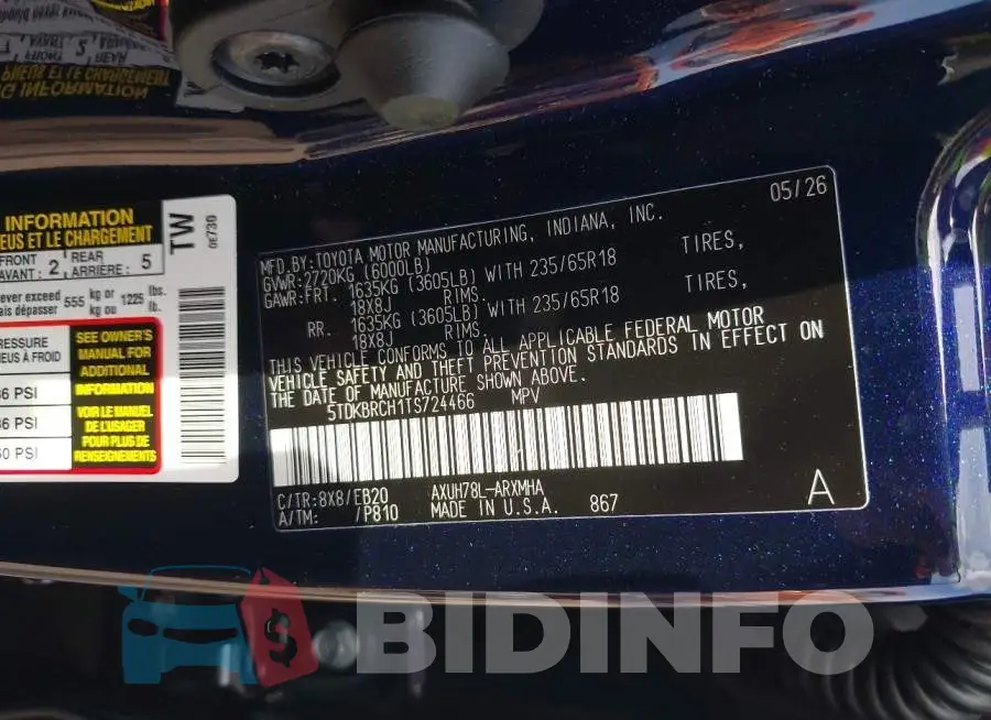 5TDKBRCH1TS724466 Photo# 9
