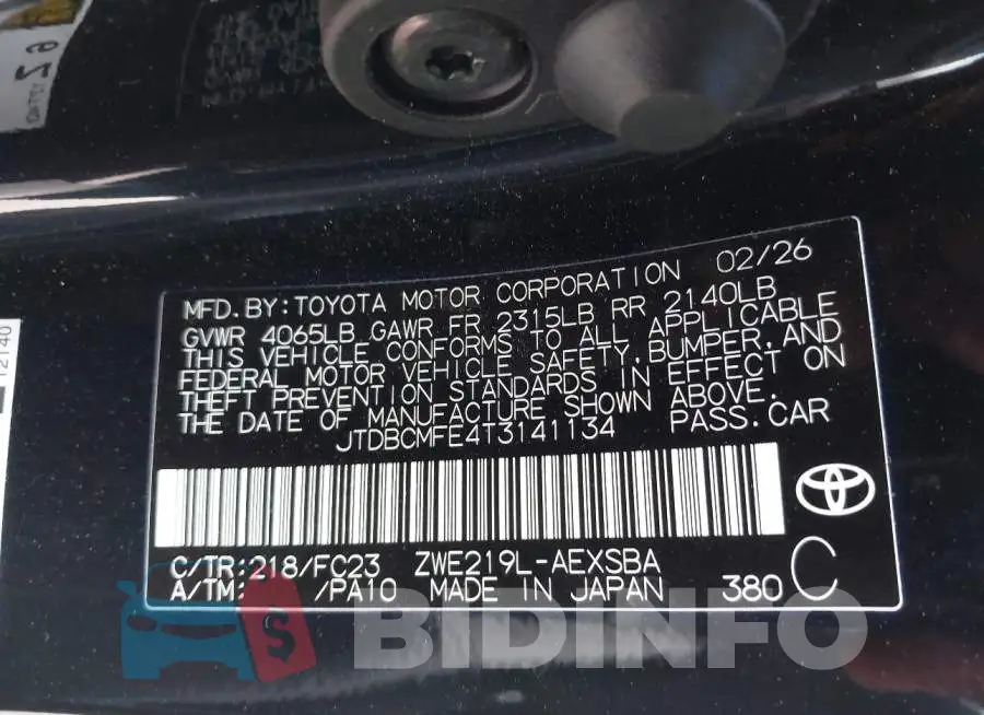 JTDBCMFE4T3141134 Photo# 9