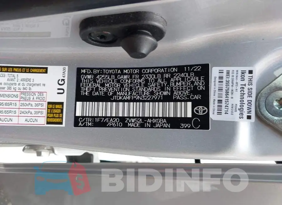 JTDKAMFP9N3227971 Photo# 9
