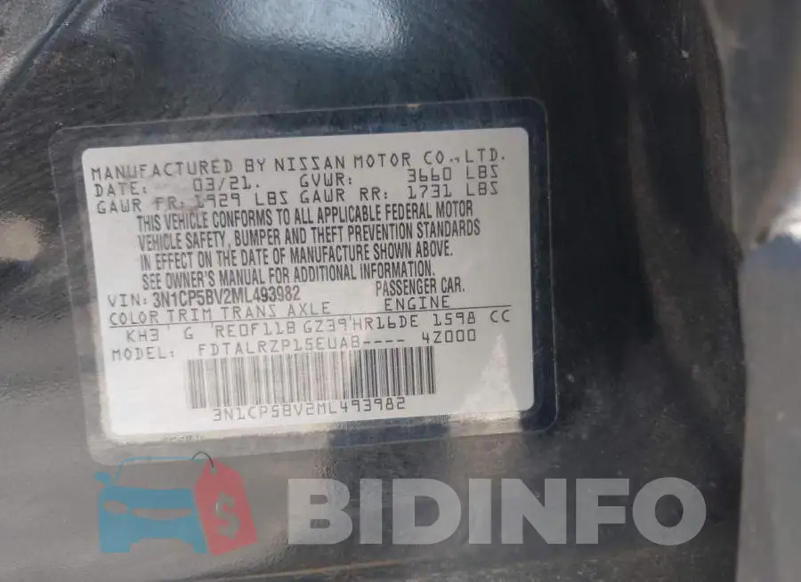 3N1CP5BV2ML493982 Photo# 9
