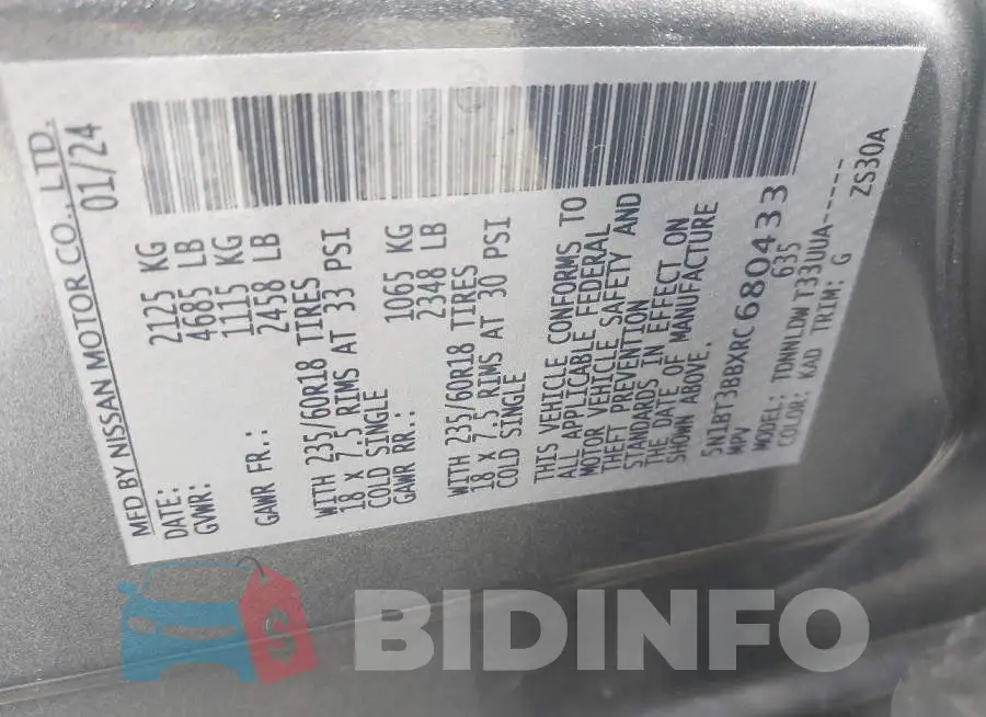 5N1BT3BBXRC680433 Photo# 9