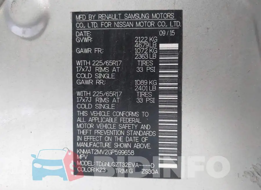 KNMAT2MV2GP599658 Photo# 9