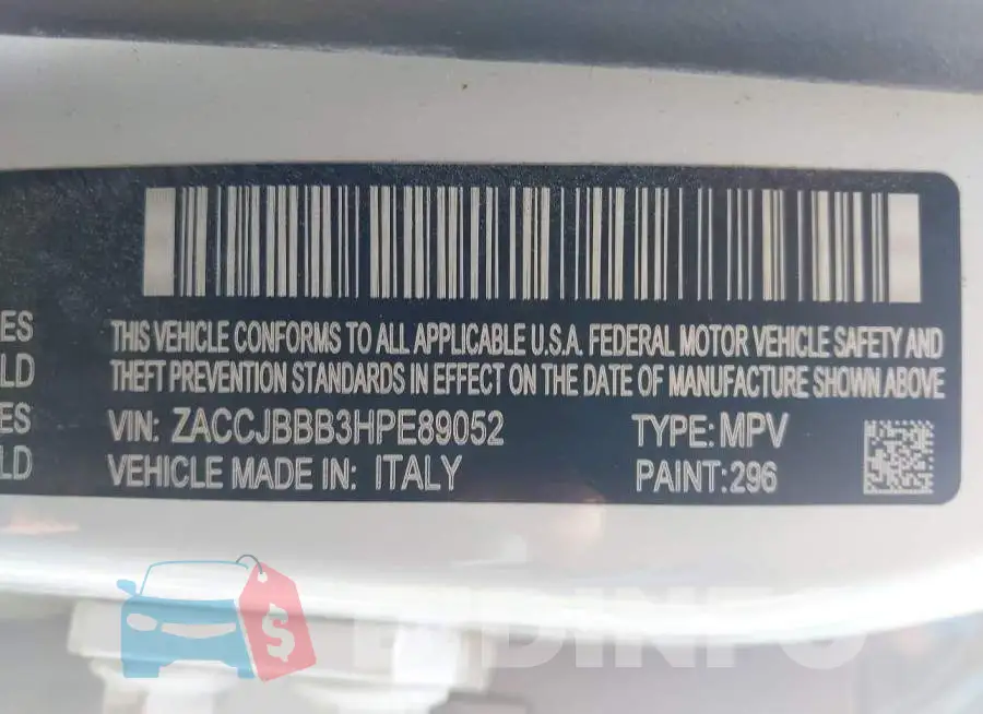 ZACCJBBB3HPE89052 Photo# 9