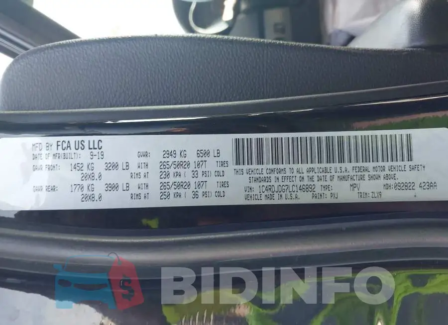 1C4RDJDG7LC146892 Photo# 9