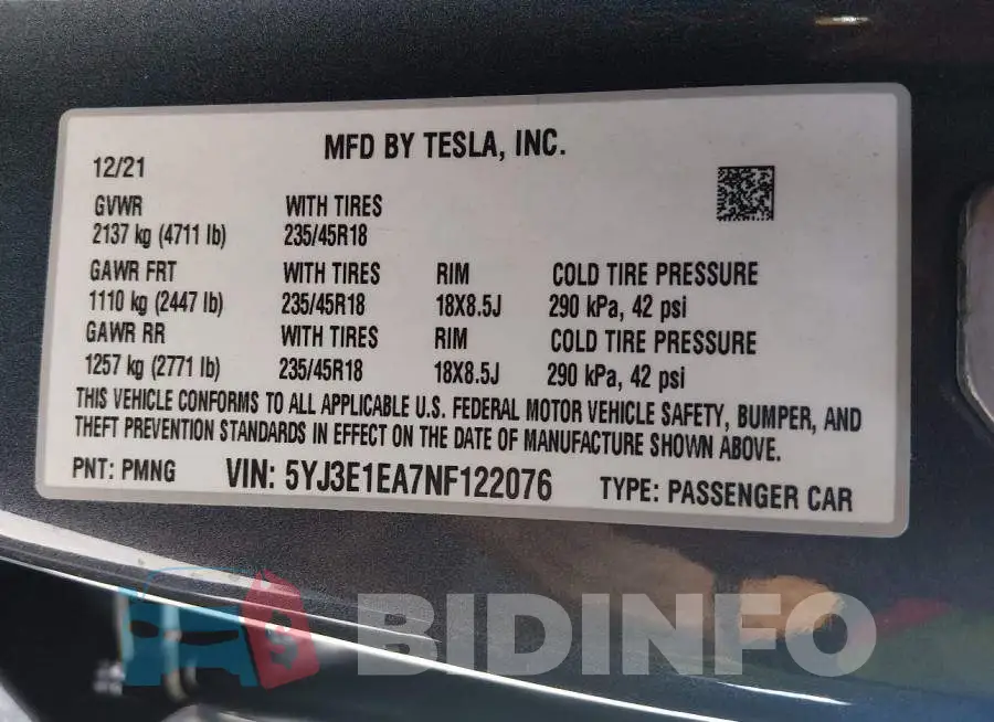 5YJ3E1EA7NF122076 Photo# 9