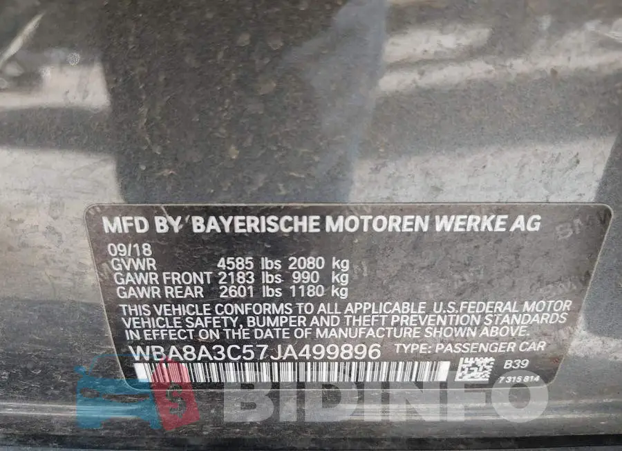 WBA8A3C57JA499896 Photo# 9