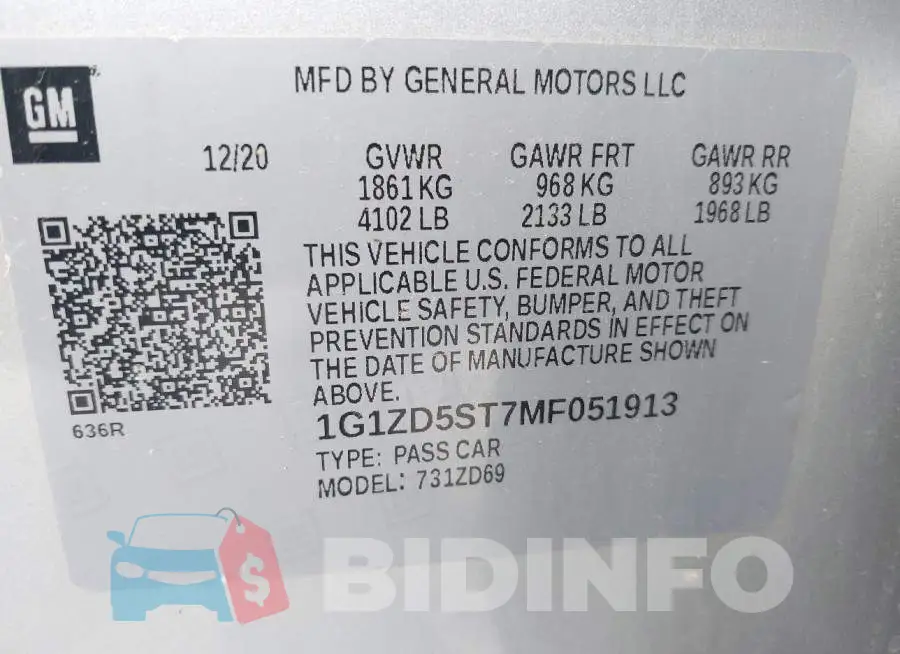 1G1ZD5ST7MF051913 Photo# 9