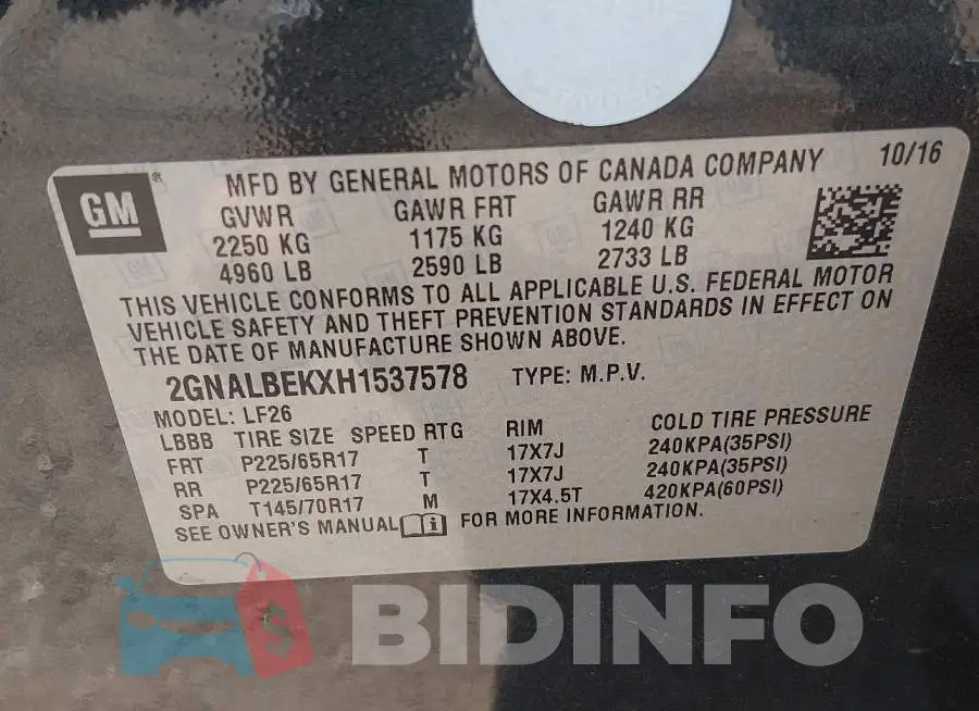 2GNALBEKXH1537578 Photo# 9