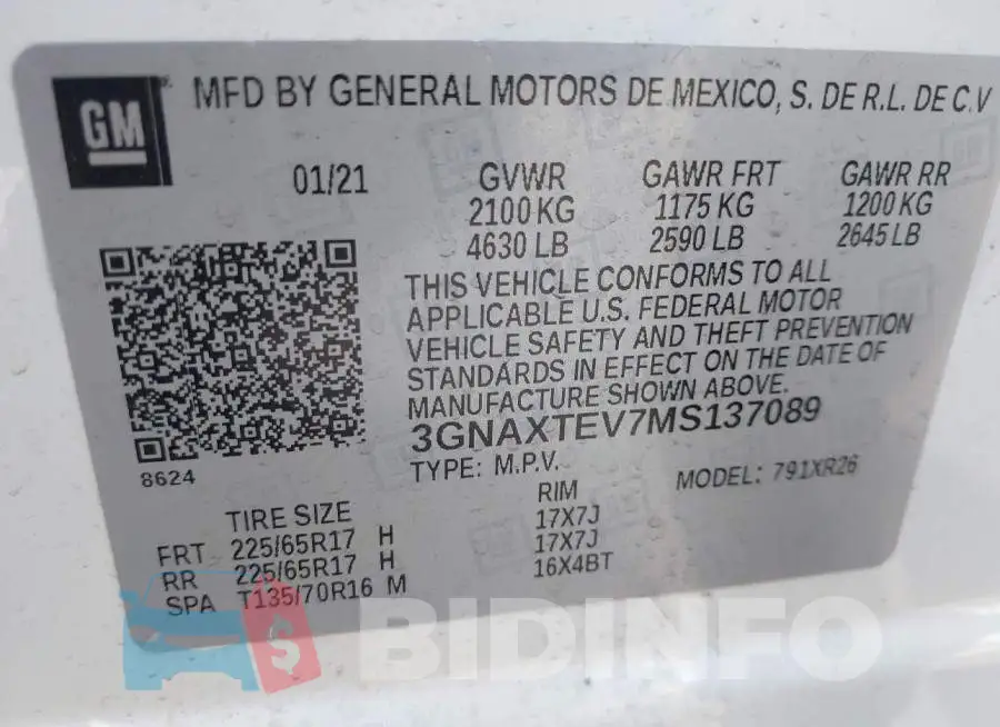 3GNAXTEV7MS137089 Photo# 9