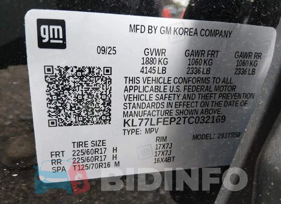 KL77LFEP2TC032169 Photo# 9