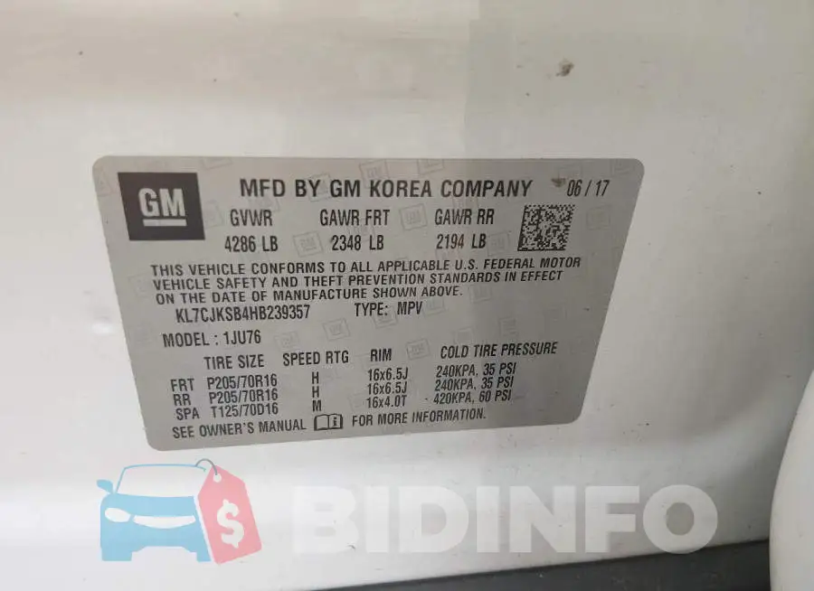 KL7CJKSB4HB239357 Photo# 9