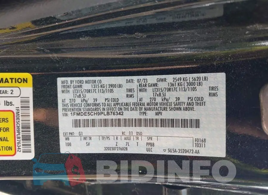 1FMDE5CH9PLB76342 Photo# 9