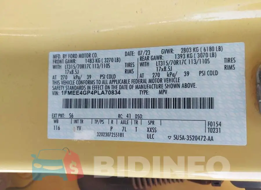 1FMEE4GP4PLA70834 Photo# 9