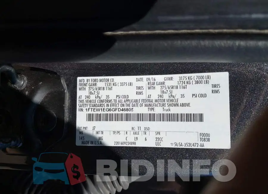 1FTEW1EG6GFD46805 Photo# 9