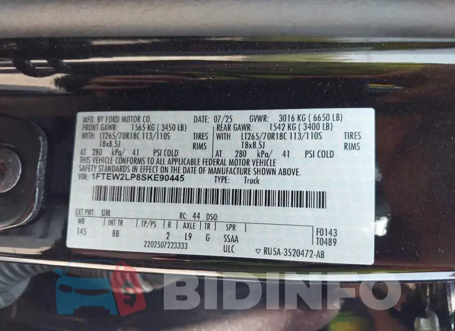 1FTEW2LP8SKE90445 Photo# 9