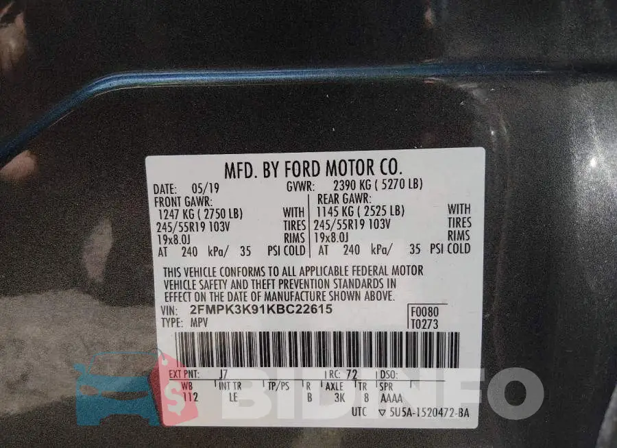 2FMPK3K91KBC22615 Photo# 9