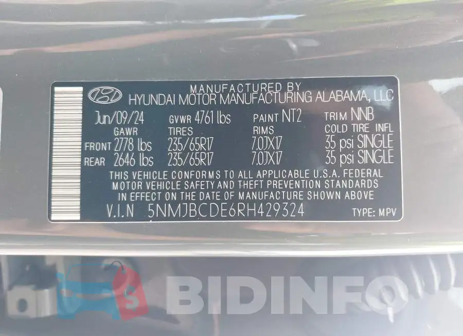 5NMJBCDE6RH429324 Photo# 9