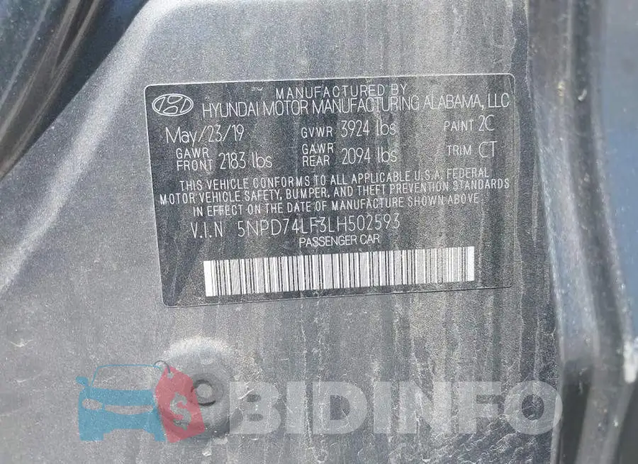 5NPD74LF3LH502593 Photo# 9