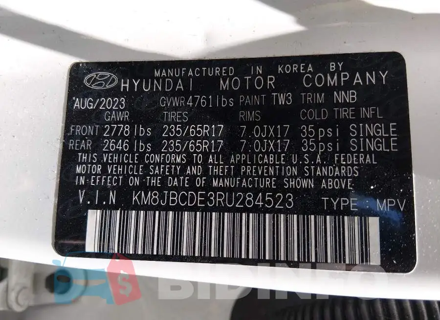 KM8JBCDE3RU284523 Photo# 9