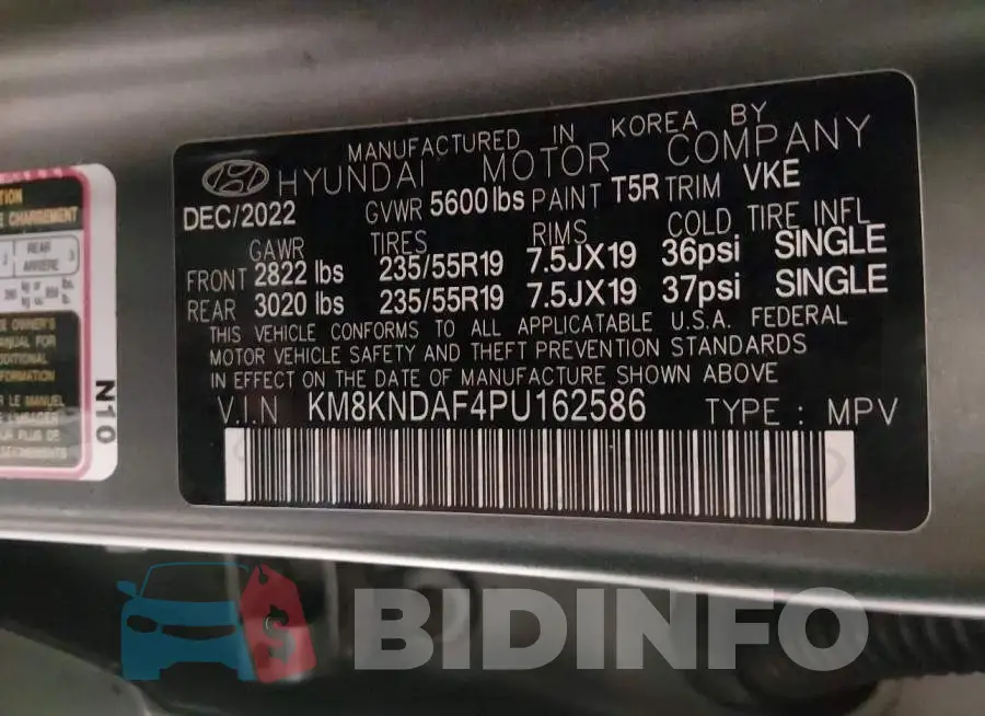 KM8KNDAF4PU162586 Photo# 9