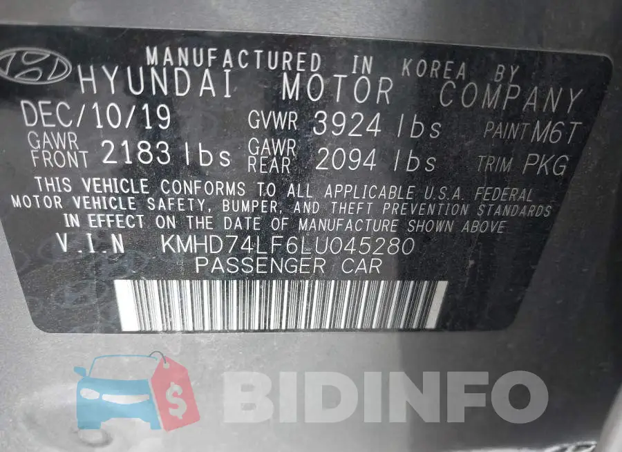 KMHD74LF6LU045280 Photo# 9