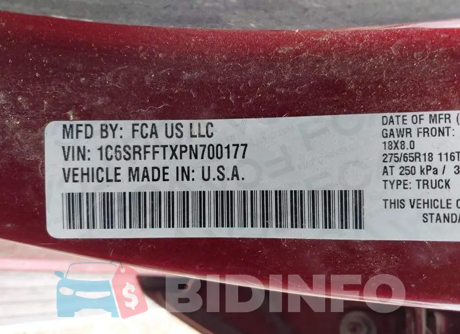 1C6SRFFTXPN700177 Photo# 9