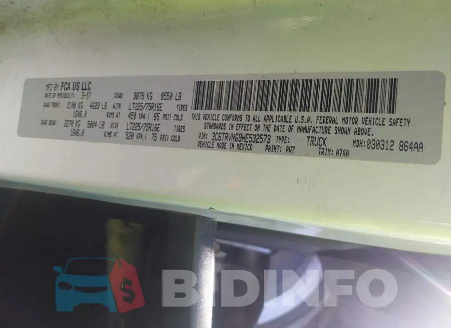 3C6TRVNG9HE532573 Photo# 9