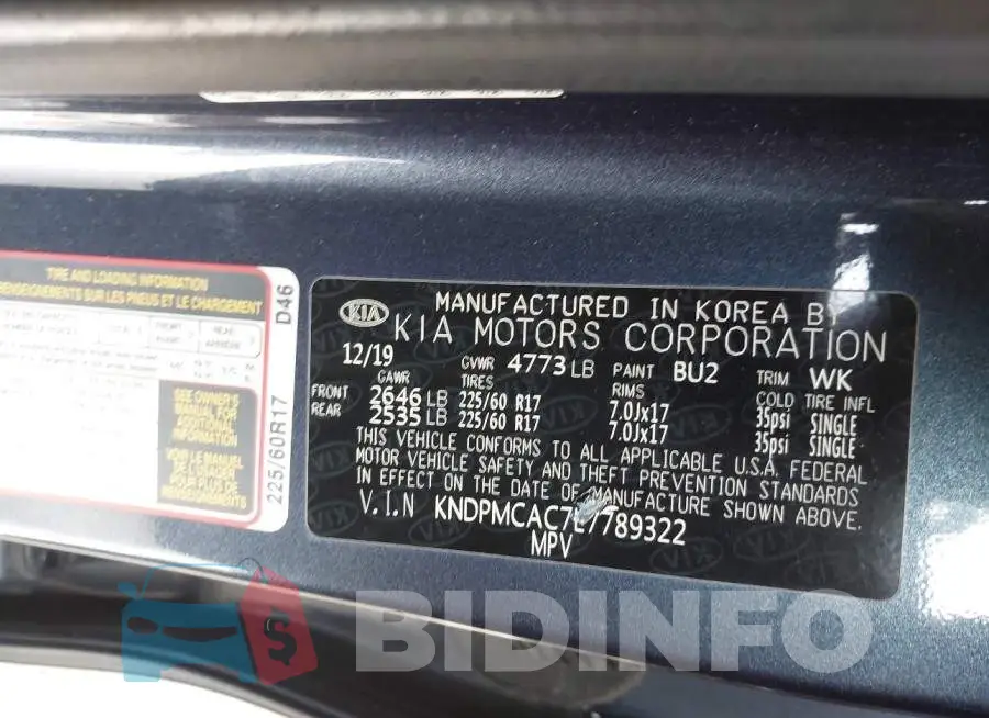 KNDPMCAC7L7789322 Photo# 9