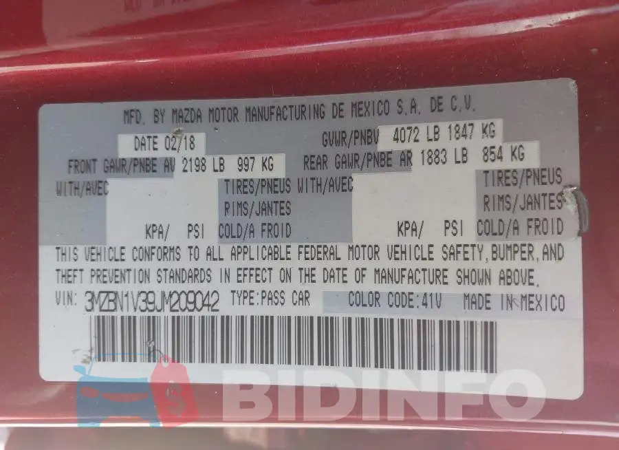 3MZBN1V39JM209042 Photo# 9