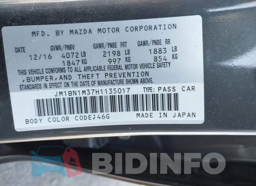 JM1BN1M37H1135017 Photo# 9