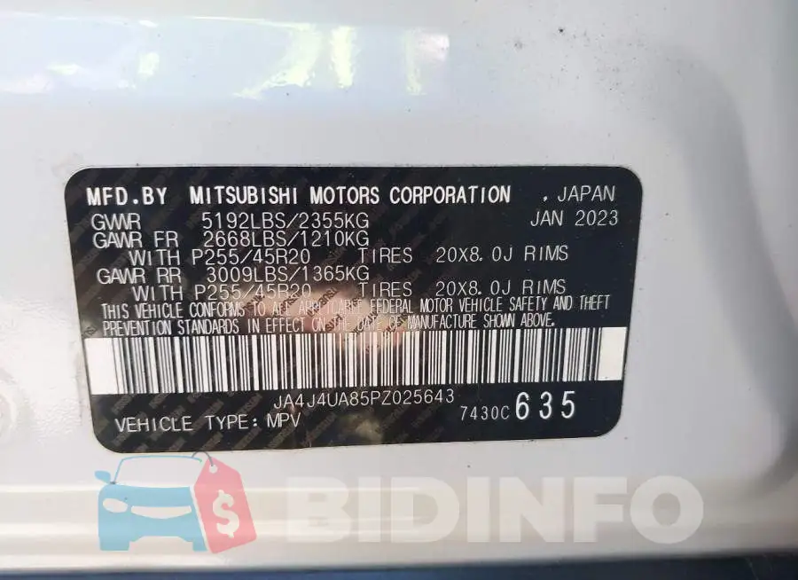 JA4J4UA85PZ025643 Photo# 9