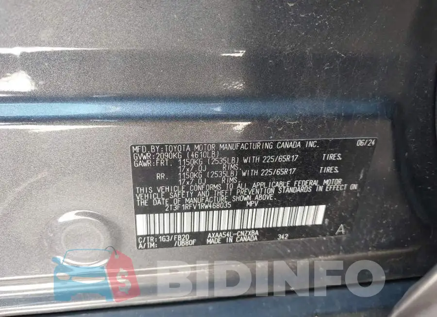 2T3F1RFV1RW468035 Photo# 9