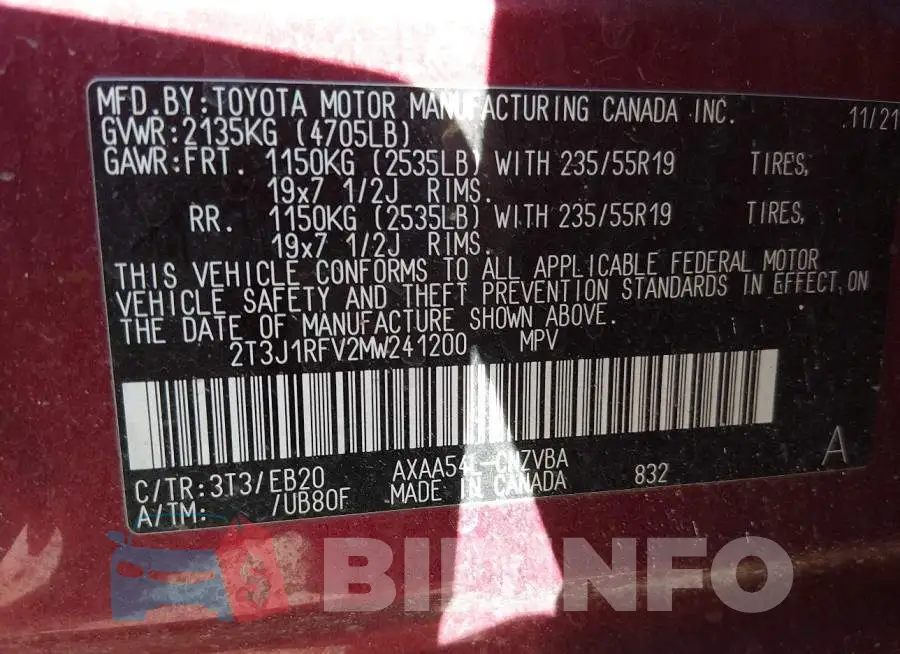 2T3J1RFV2MW241200 Photo# 9