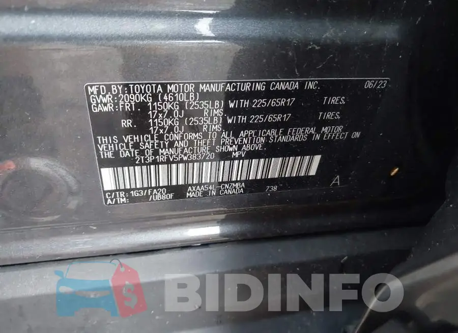 2T3P1RFV5PW383720 Photo# 9