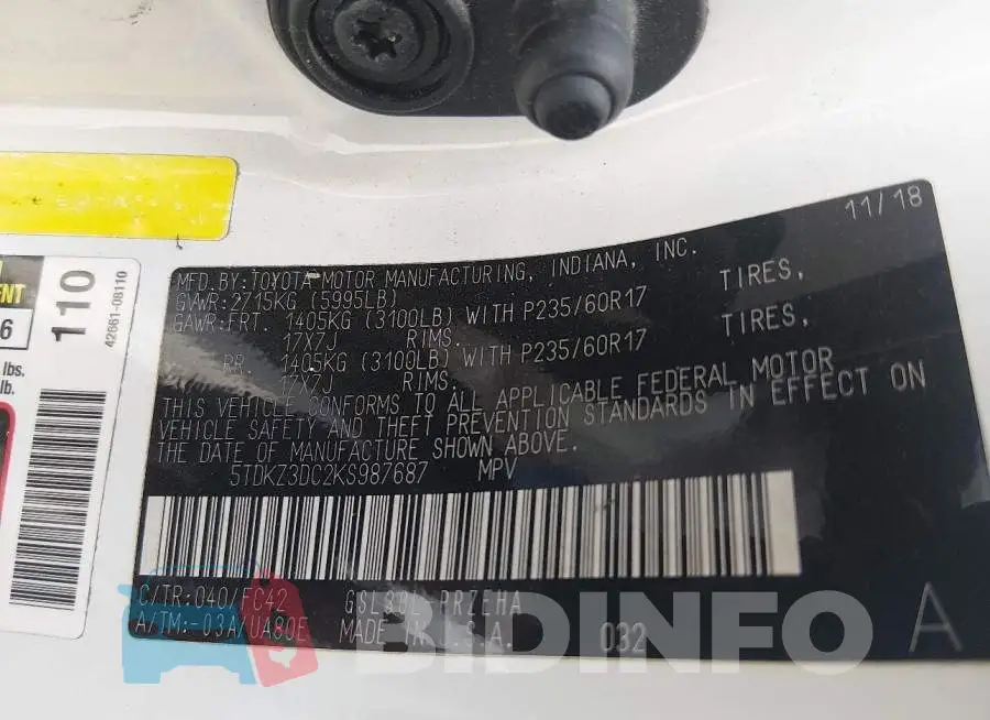 5TDKZ3DC2KS987687 Photo# 9