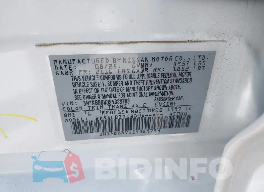 3N1AB8BV3SY389783 Photo# 9