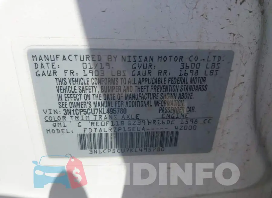 3N1CP5CU7KL495780 Photo# 9